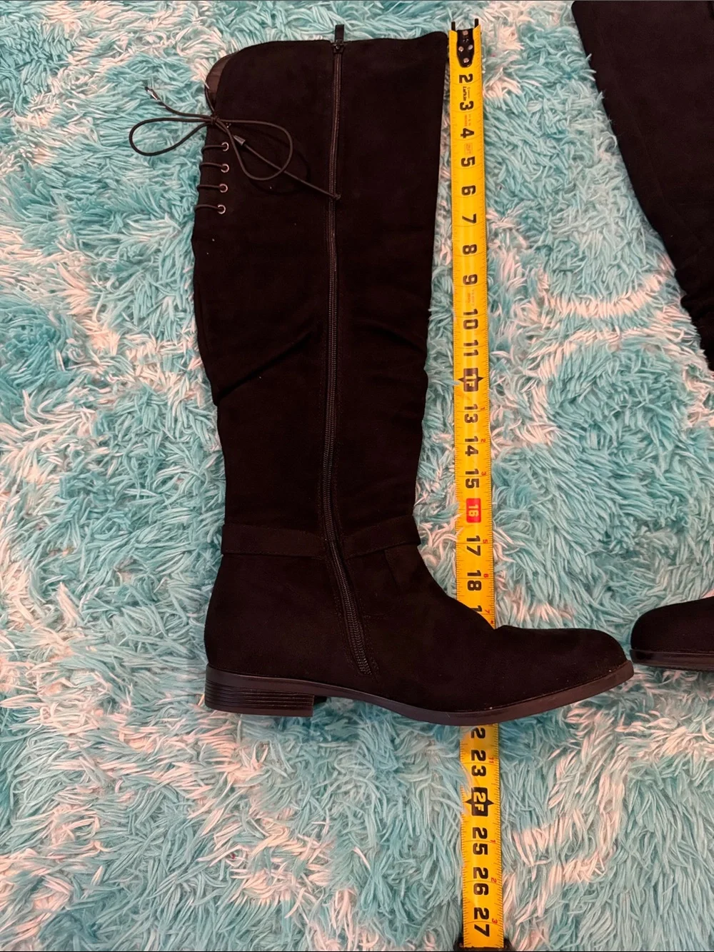 Women's Black Knee-High Riding Boots - Classic Buckle Detail